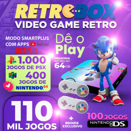VIDEO GAME RETRÔ +20 MIL JOGOS COM CONTROLE SEM FIO - Panda Games e  Acessórios